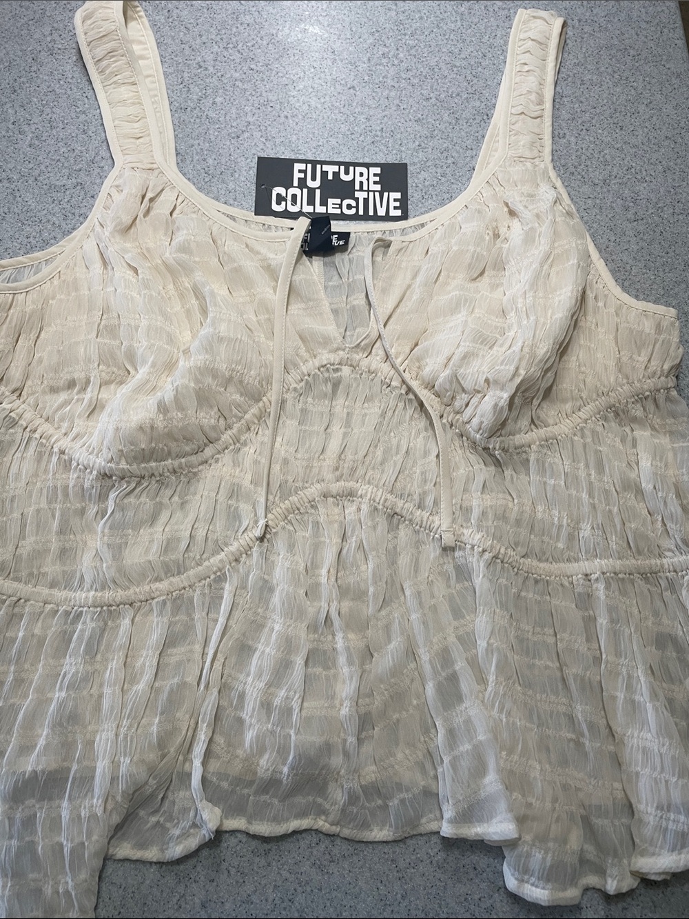 Target Future Collective Cream Textured Babydoll Tank